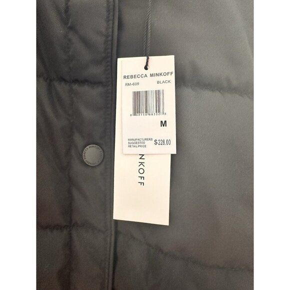 NWT Rebecca Minkoff Womens Quilted Puffer Jacket Size M‎ Collarless Black Preppy - Picture 9 of 14